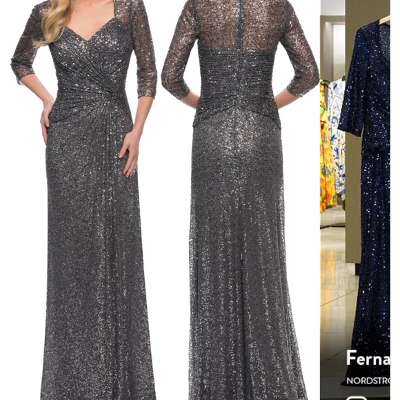 La Femme Ruched Sequin Column Gown size 10 - Picture 2 of 9